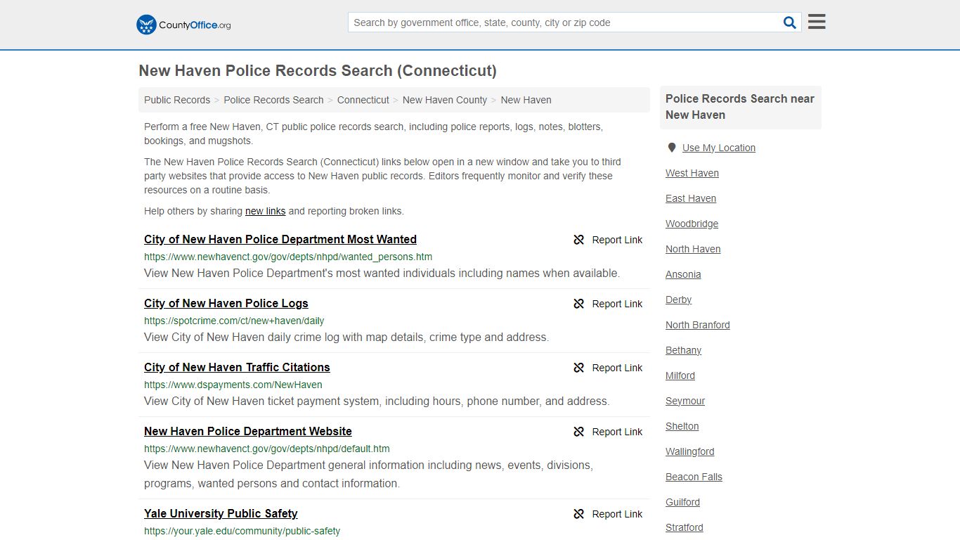 New Haven Police Records Search (Connecticut) - County Office