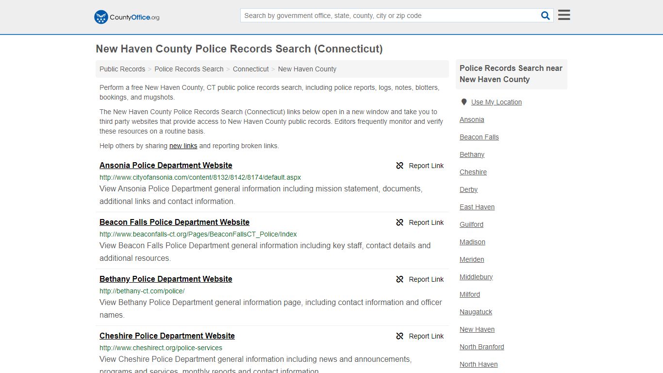 New Haven County Police Records Search (Connecticut)